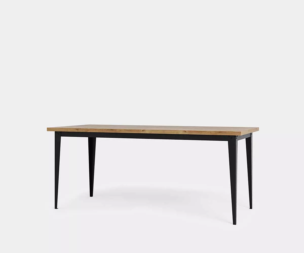 Eichentisch mit Metallgestell Industrial Esstisch aus Metall und Eiche