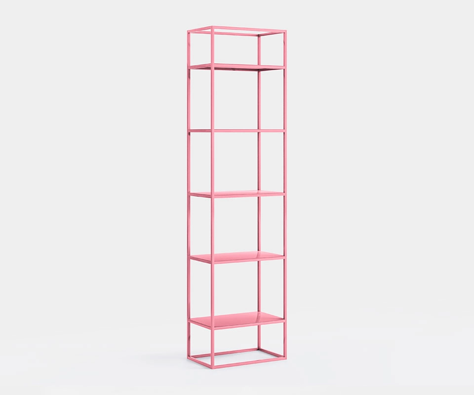 Offenes Metallregal 50 cm schmal Rosa