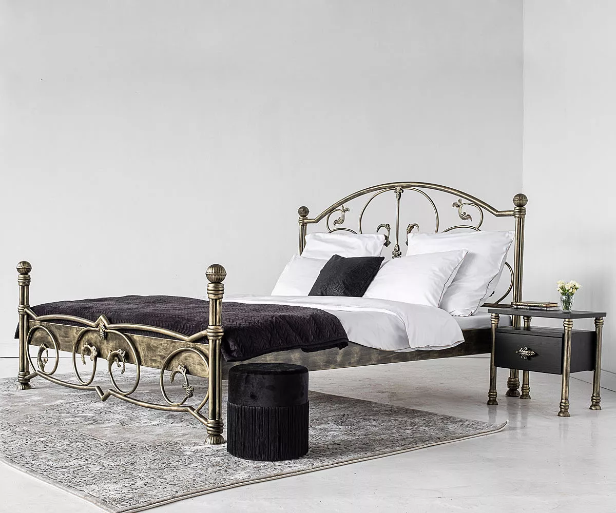 Salomon Eisenbett Gold - Schlafzimmer Eisenbett handgefertigt in Gold in Schlafzimmer