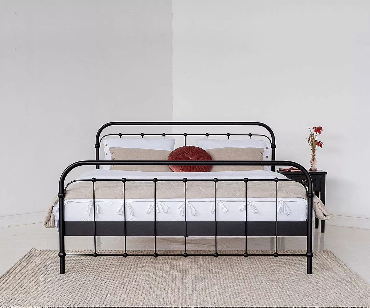AMITA Metallbett in Schwarz Metallbett Vintage & Retro in Schwarz