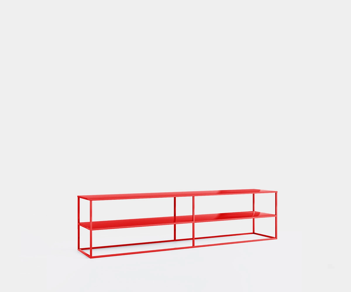 Offenes Fernsehregal aus Metall 200 cm Rot