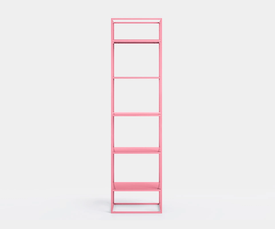 Schmales Regal aus Metall 50 cm Rosa