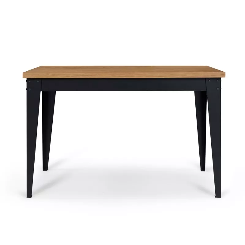 Bronx Schreibtisch Schwarz / Eiche Schreibtisch aus Metall in der Farbe Schwarz mit Tischplatte aus Eiche