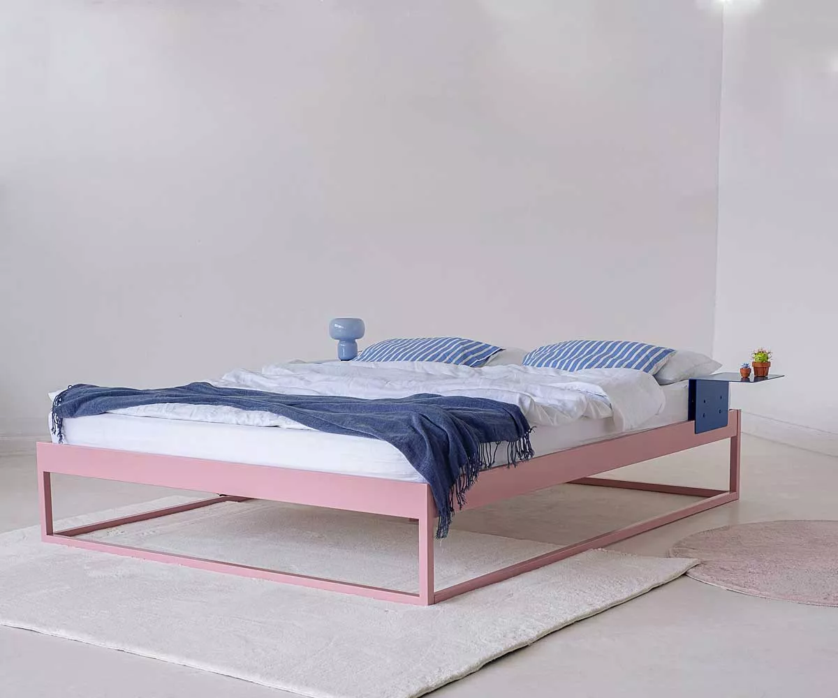 SIMPLEX Metallbett Rosa in Schlafzimmer Metallbett ohne Kopfteil in Rosa