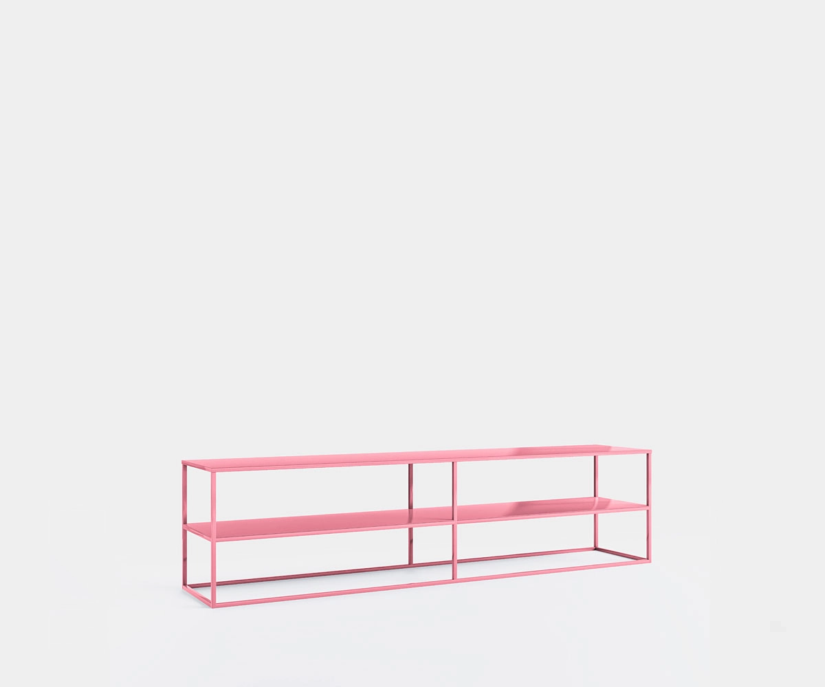 Offenes Fernsehregal aus Metall 200 cm Rosa