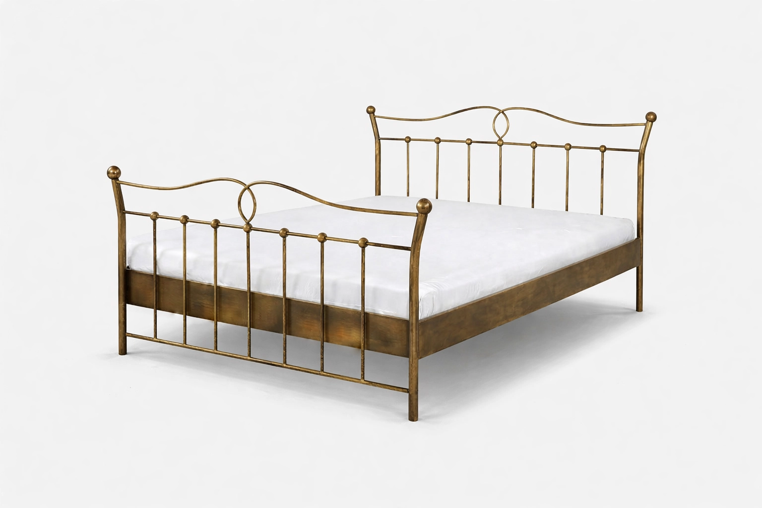 Vintage Metallbett in Gold Seitenansicht