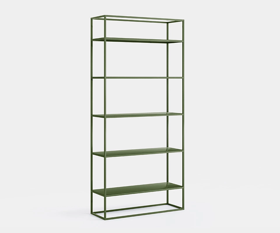 Offenes Metallregal 90 cm breit Olivgrün