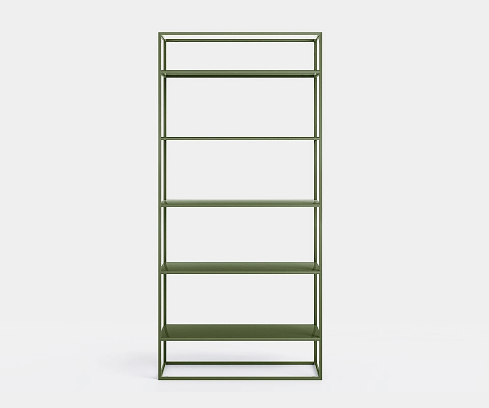 Wohnzimmerregal aus Metall 90 cm breit Olivgrün