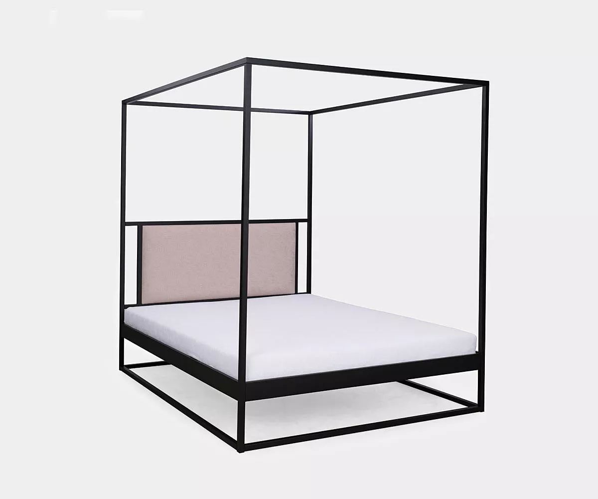 MOLIS-Himmelbett in beige, Seitenansicht MOLIS-Himmelbett in beige, Seitenansicht