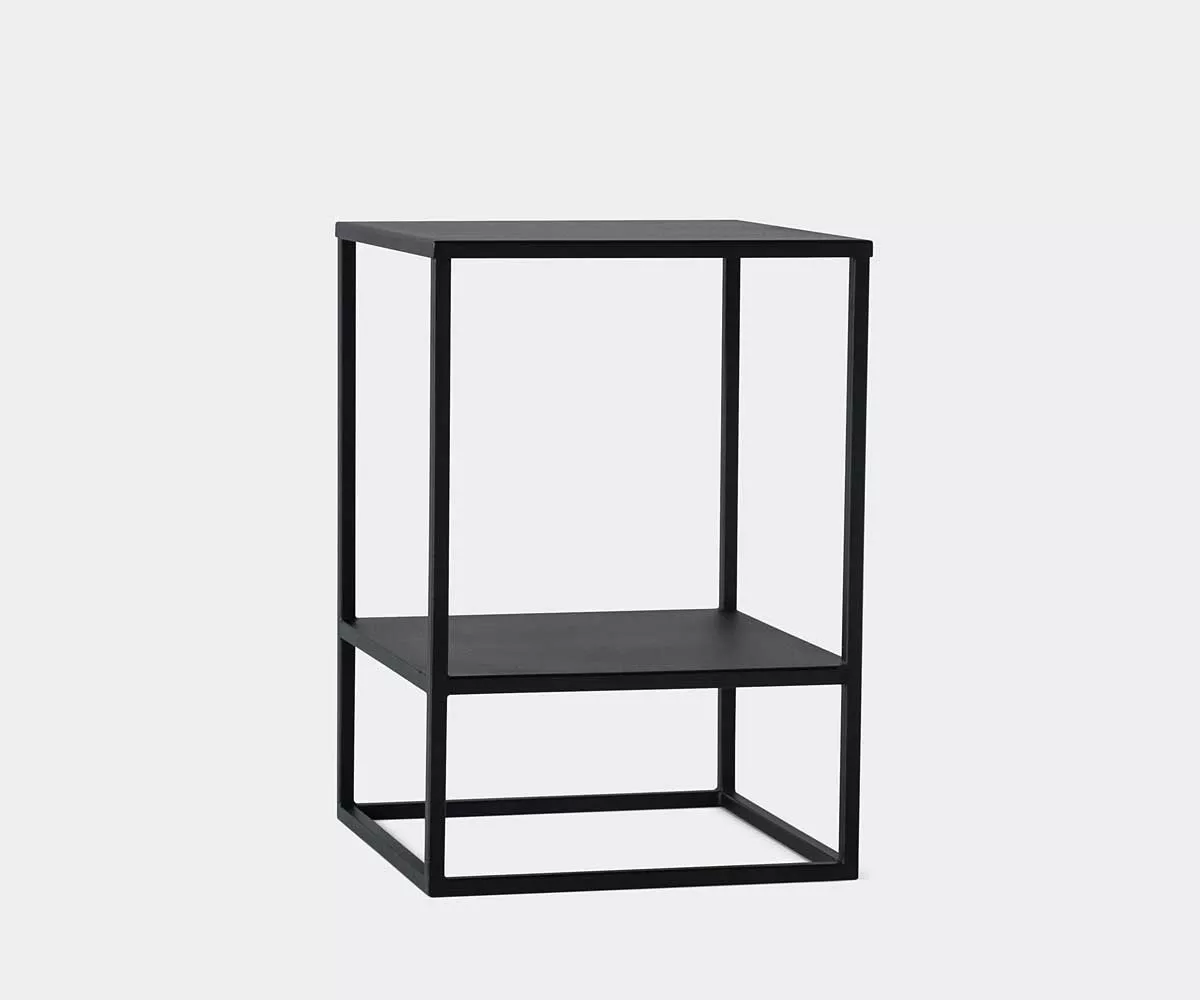 Simplex Beistelltisch mit Ablage aus Metall Schwarz Kleiner Tisch aus Metall mit Ablage in der Farbe Schwarz