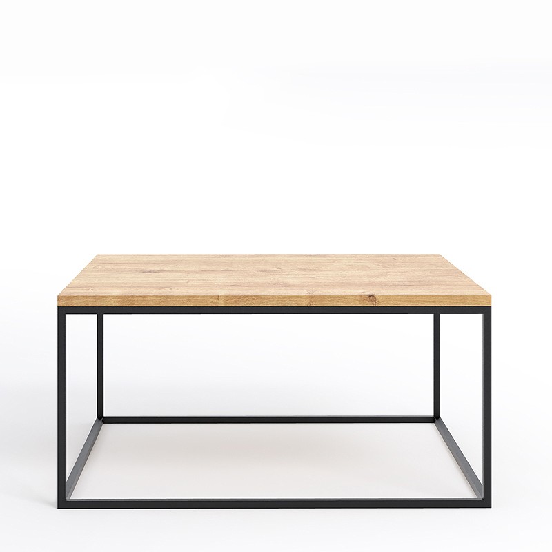 OSSA Couchtisch mit Ablage 80x80 Metall & Holz