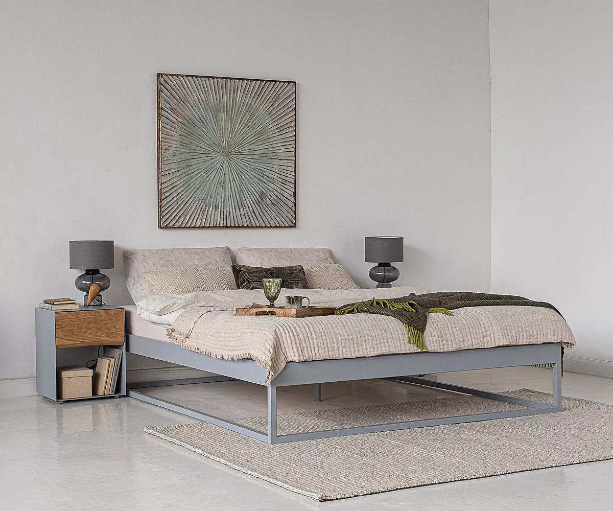 Simplex Metallbett in Grau Ein Bett aus Metall ohne Kopfteil in der Farbe Grau