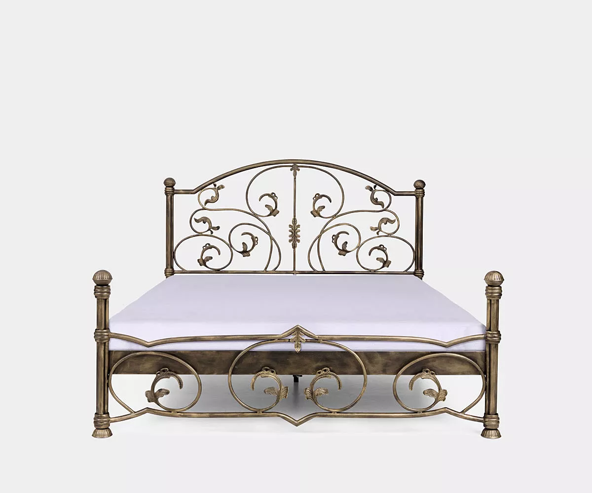 Salomon Metallbett Gold Handgefertigtes Metallbett in der Farbe Patina Gold