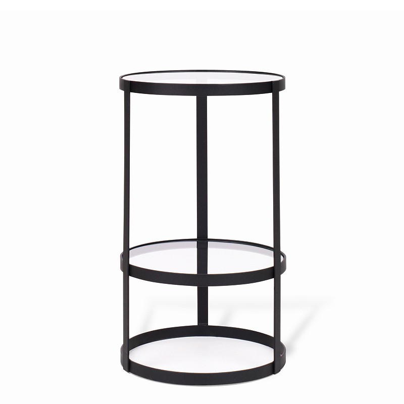 Beistelltisch LUNA rund 35 cm – Nachttisch mit Glas & Stahl