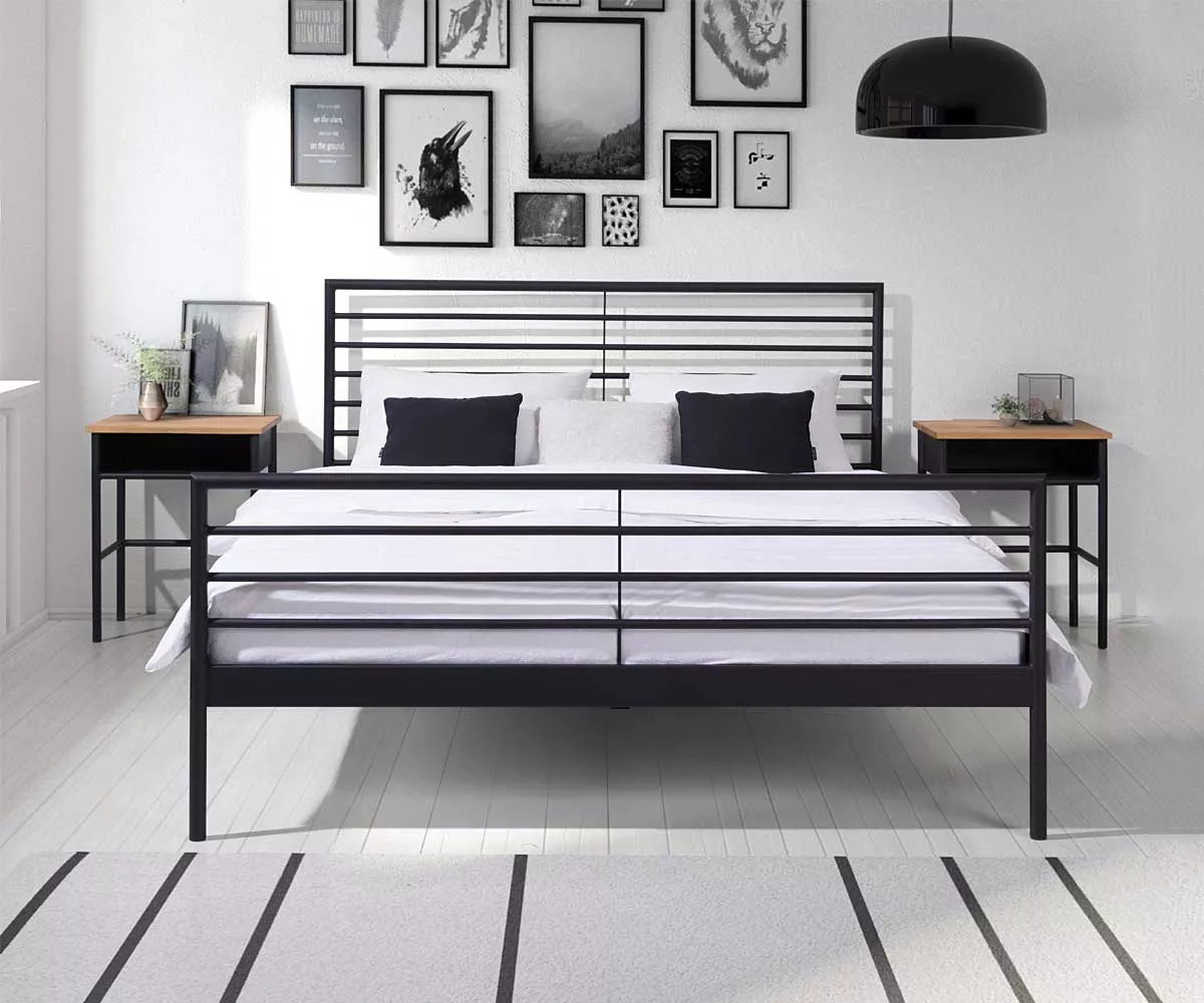 LINEA Bett aus Metall Schlafzimmer mit einem modernen Metallbett in Anthrazit