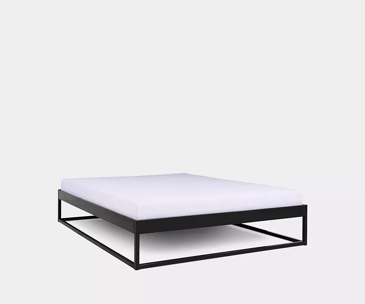 SIMPLEX Metallbett in Schwarz Seitenansicht Simplex-Metallbett ohne Kopfteil in Schwarz